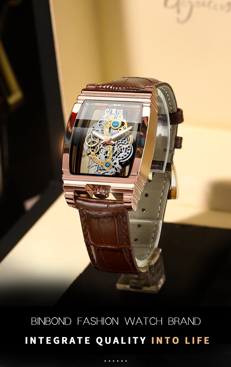 

BINBOND Vintage Precise Quartz Watches For Men Luxury Luminous Waterproof Sturdy Men's Watch Hollow Out Reloj