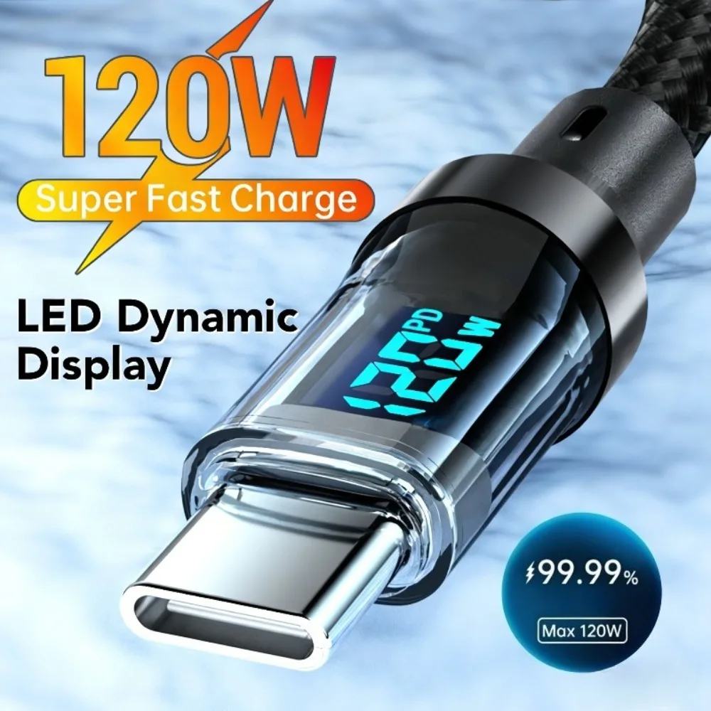 120W 6A Fast Charging Cable, USB Type-C High Speed Charging Cord for Smartphone Daily Use