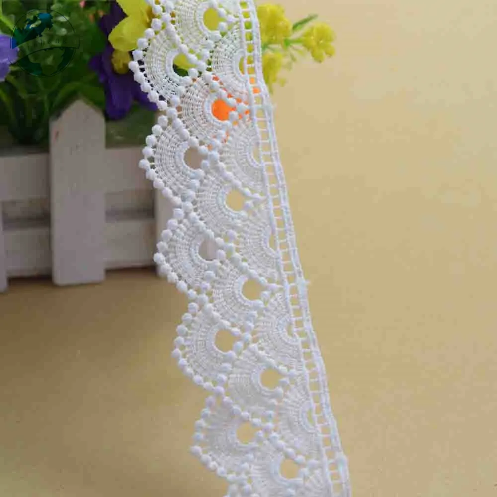 3cm Width White Polyester Embroidery French Lace Ribbon Fabric Guipure Diy Trims Warp Knitting Sewing Garment Accessories#3703