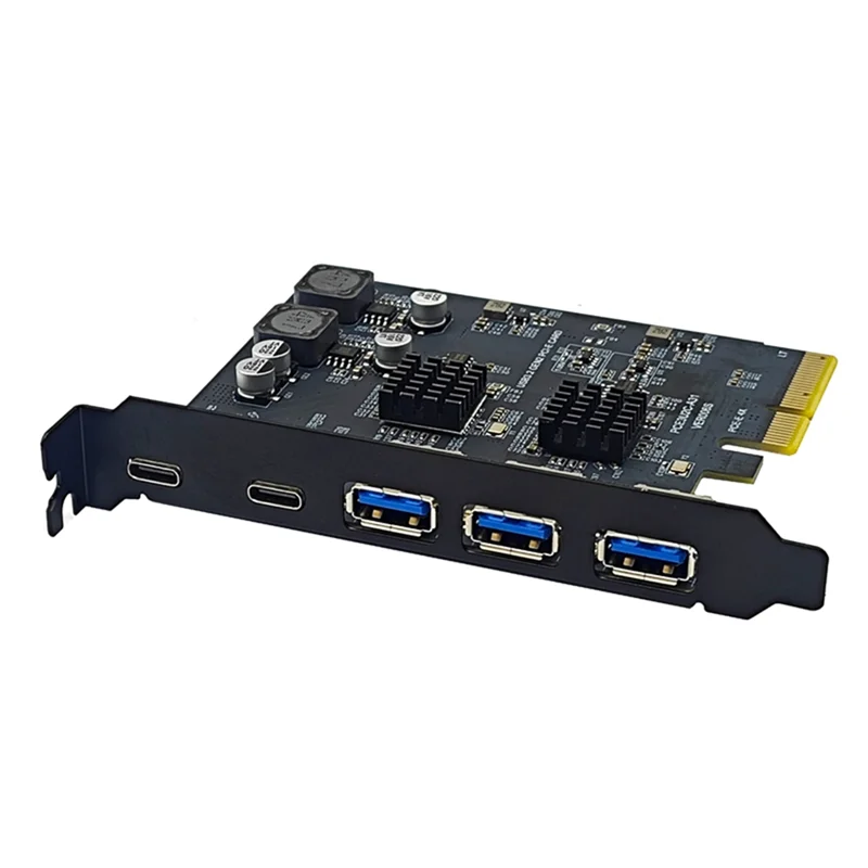 

PCI Express X4 To 2Port Type C + 3 Port USB3.2 Gen2 10Gbps Adapter ASM3142 + VL822 Chip PCIE USB Expansion Card
