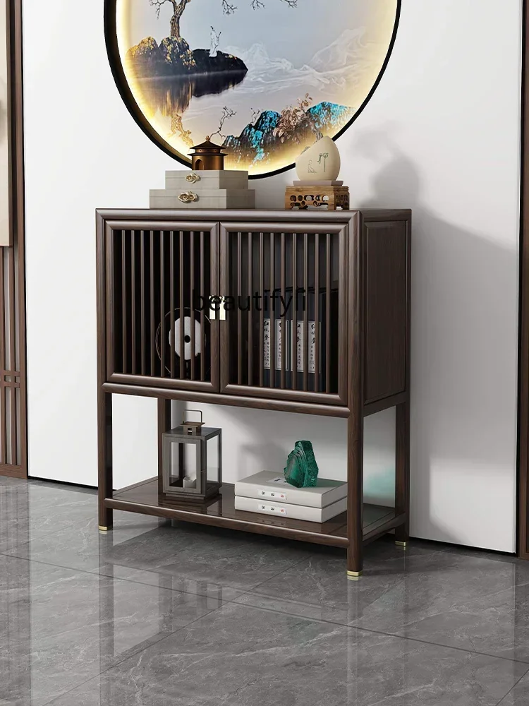 S Nuevo gabinete lateral chino, porche de madera maciza de ébano contra la pared, gabinete de zapatos, gabinete de té Zen de almacenamiento