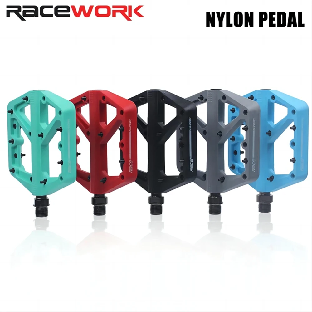 Racework Large Width Anti Slip Bicycle Nylon Pedal Mountainous Ultra Light Peilin Bearing XC Speed Reduction DH Offroad AM Acces