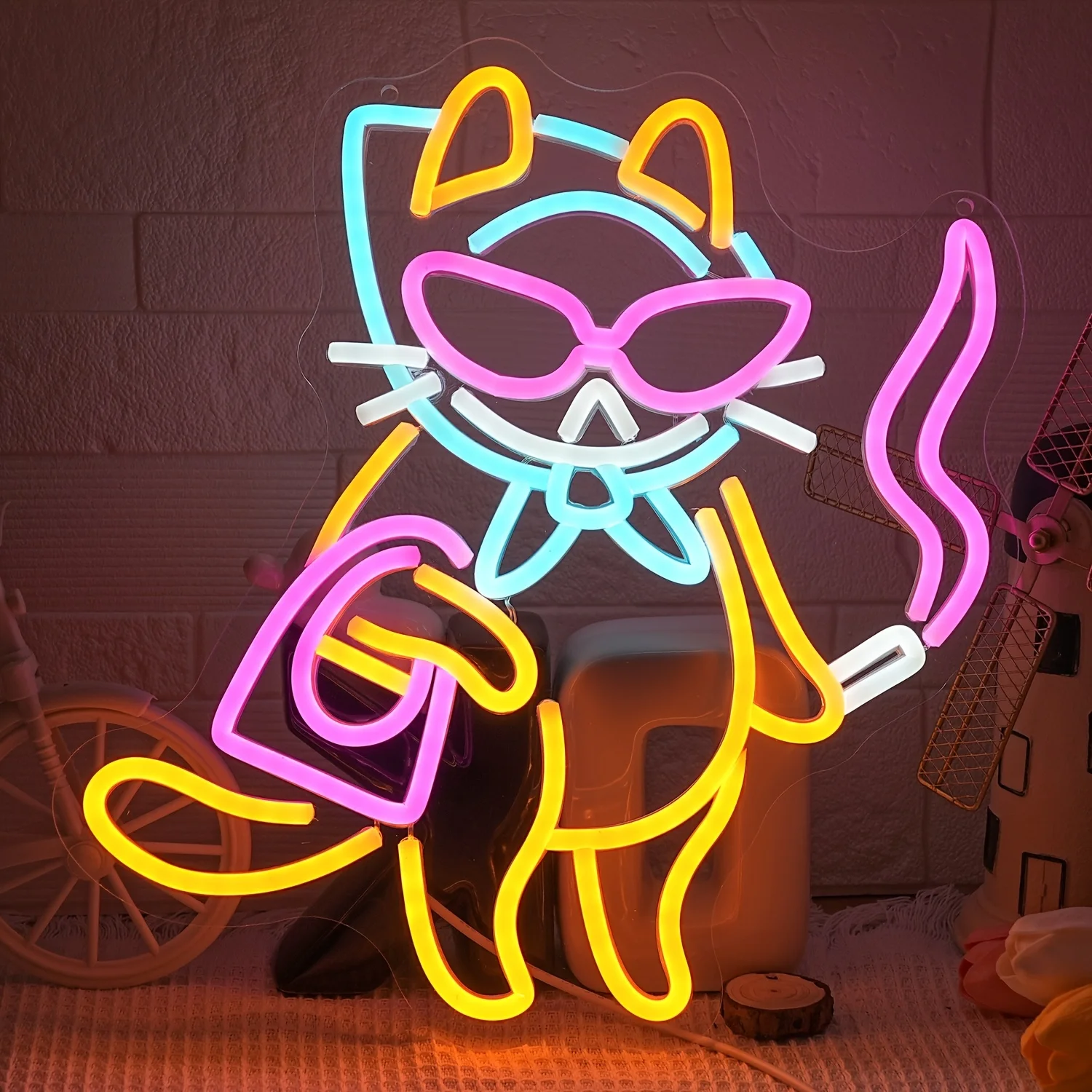 Smoking Female Cat Neon Sign LED Neon Light USB Dimmable Wall Decor for Hotel Bar Home Room Farmhouse Decor Gift for Friend