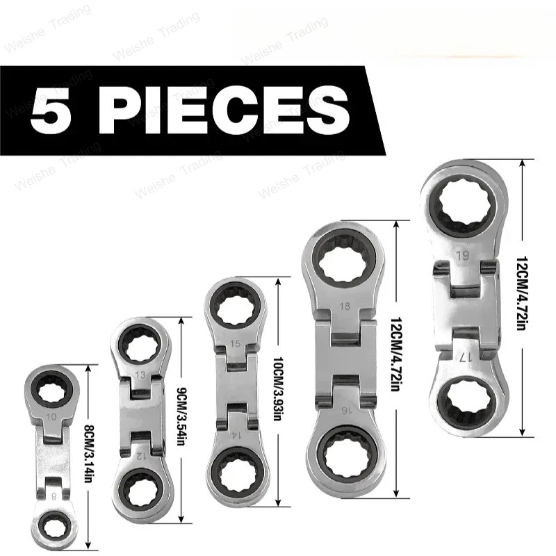 

5 Pcs Mini Double Ended Ratchet Wrench Metric Set Adjustable Rotary Torque Wrench 72 Tooth Toughbuilt Plum Blossom Spanner Tools