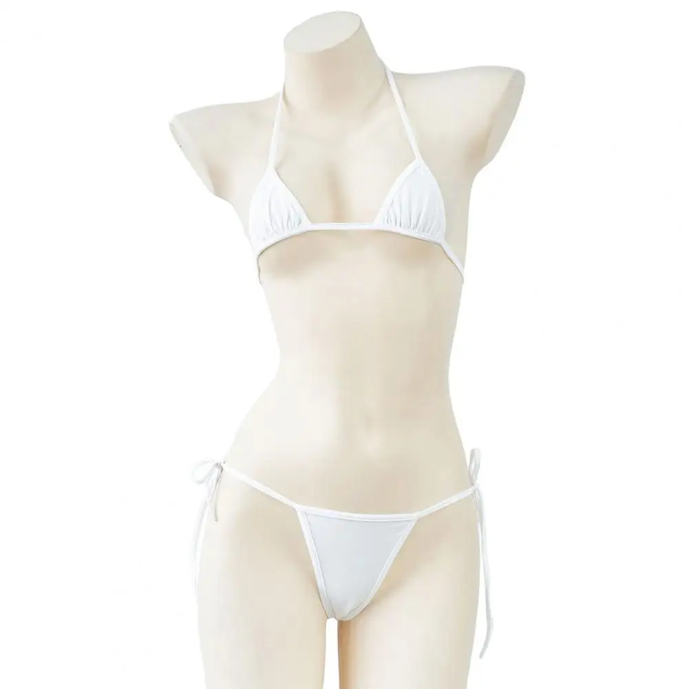 Halter Neck Sexy Mini Bathing Suit Two-piece Womens Micro Triangle Bikini Set Halter String Side Tie Swimsuit Beach Swimwear 80% image 2