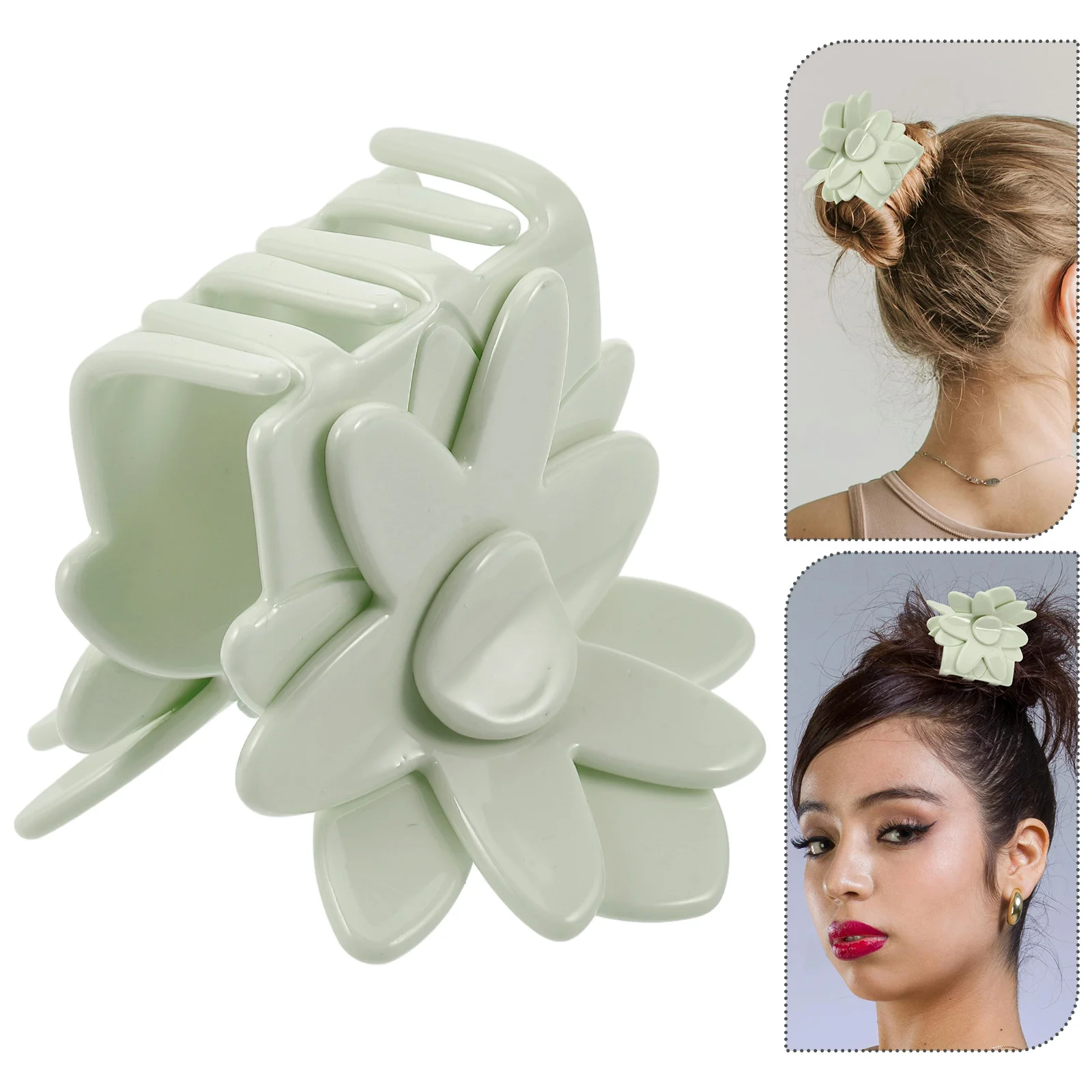 

Flower Claw Clips Matte Claw Clip For Women Thick Non Slip Light Green Candy Color Shell Style Hair Barrettes For Updos