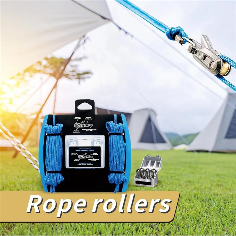 ABMH-Outdoor Tensioner With Rope Roller Paracord Cinching Tool For Camping, Hiking & Boating Outdoor Tool Line Puller