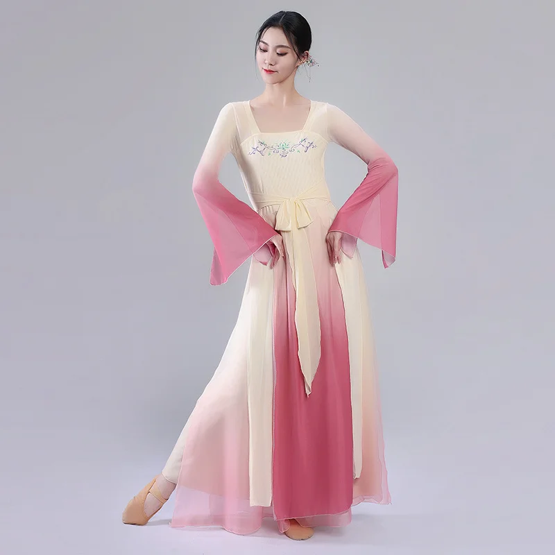 Vestido de Dança Clássica Feminina, Charme Corporal Elegante, Vestido de Gaze, Performance de Artes Marciais, Dança Folclórica na China