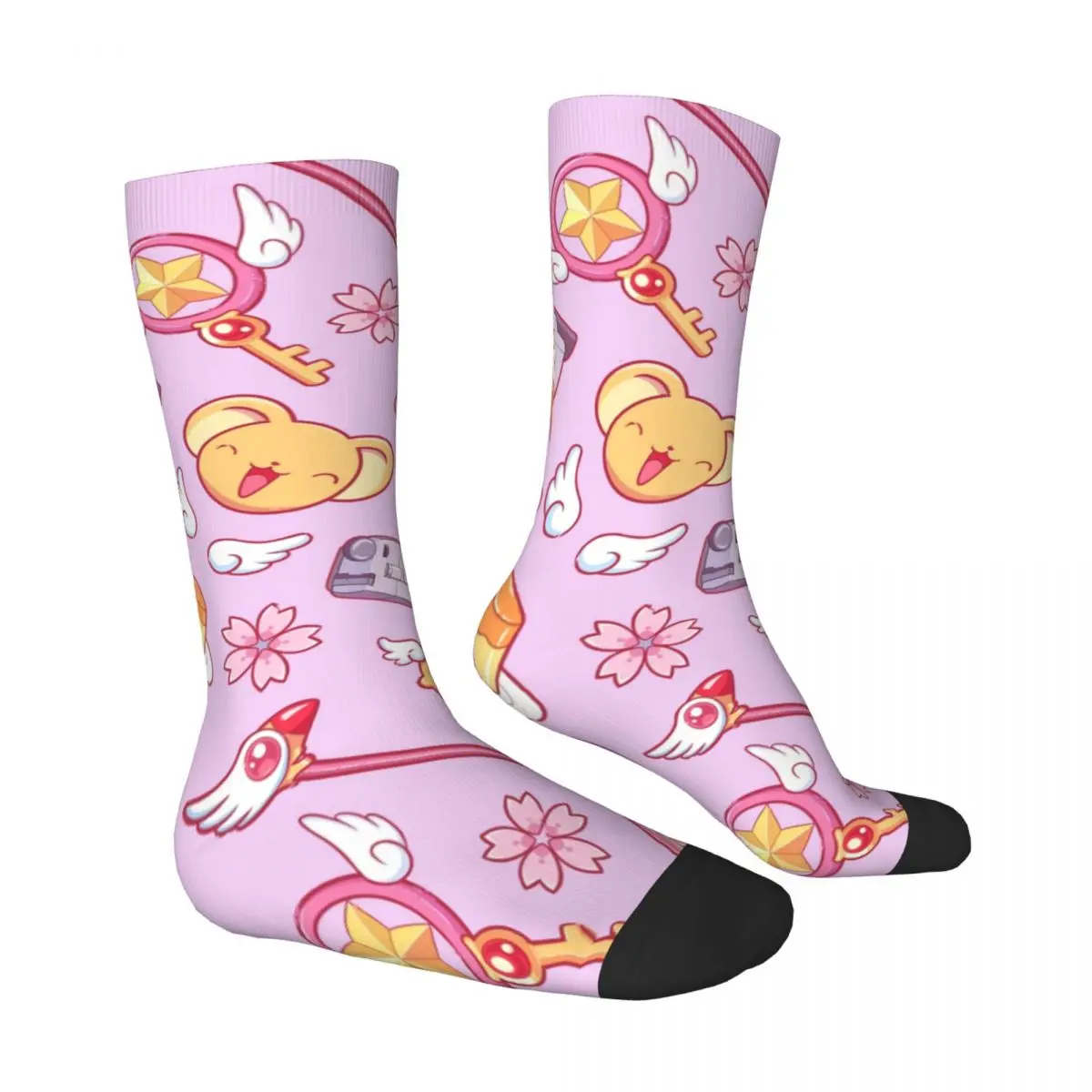 0-Sakura Card Captor - Pink Socks Retro Stockings Autumn Anti Skid Ladies Socks Soft Pattern Skateboard Socks