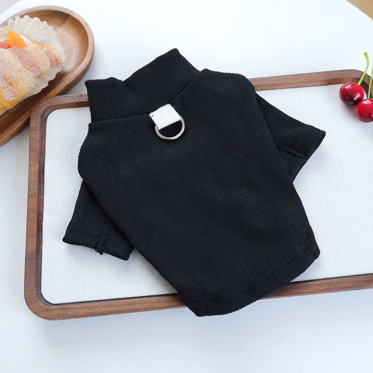 LOVE Necklace Pet Base Layer, Black Ribbed Stretch Four-Legg
