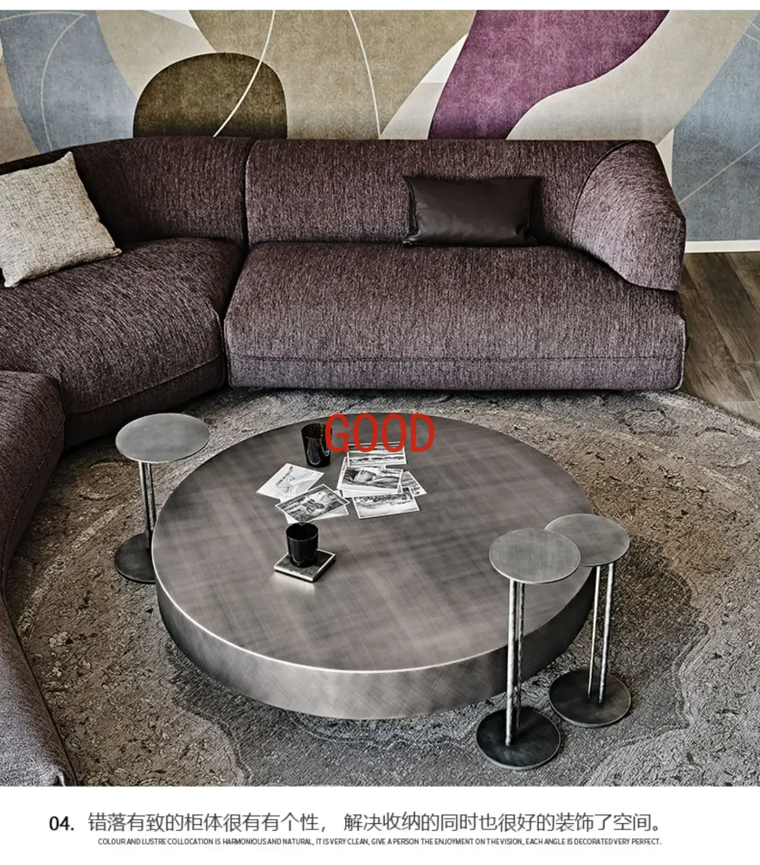 Light Luxury Designer Model Coffee Table TV Cabinet Combination Stainless Steel Retractable Special-Shaped Tea Table