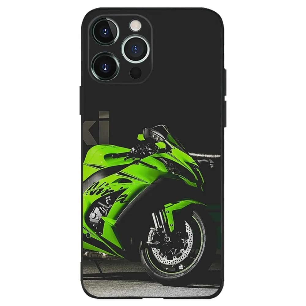 K-Kawasakis Car Phone Case For iPhone 16,15,14,13,12,11,Plus,Pro Max,XS,X,XR,SE,Mini,8,7 Soft Silicone Black Cover