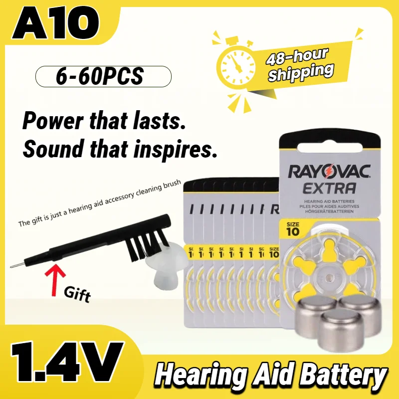 

Universal Fit A10 ZA10 10A P10 PR70 Hearing Aid Batteries, Long-Lasting Zinc Air Power for All Hearing Devices