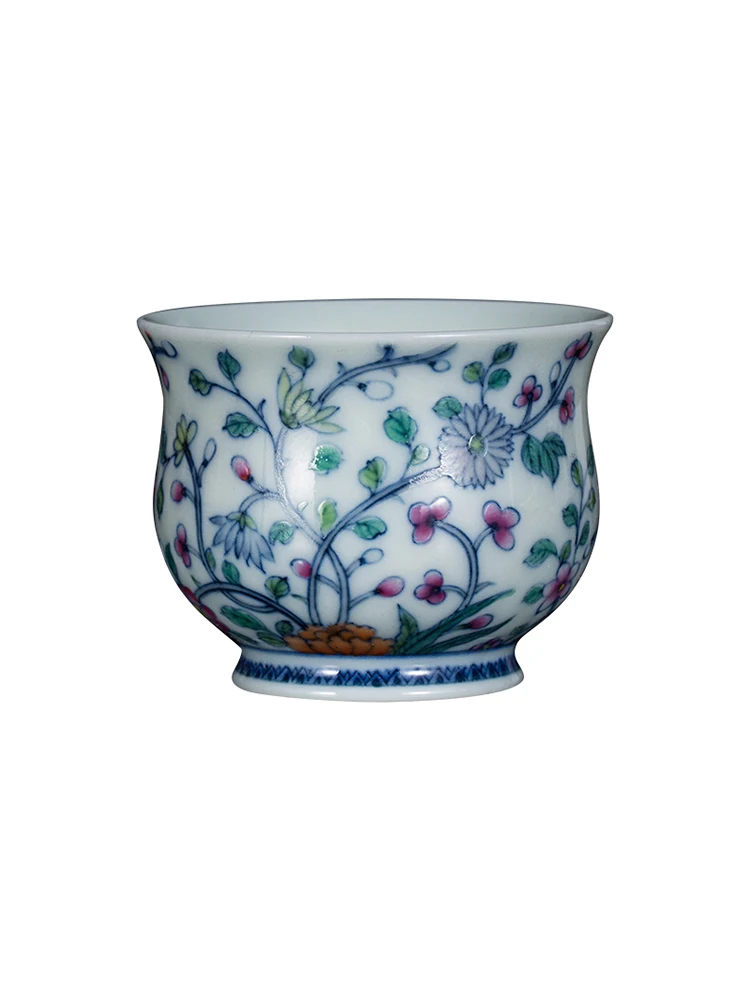 Zhongjia Tea Jingdezhen Chai Kiln Blue And White Doucai Hand-painted Spring Scenery Small Stove Type Cup Master