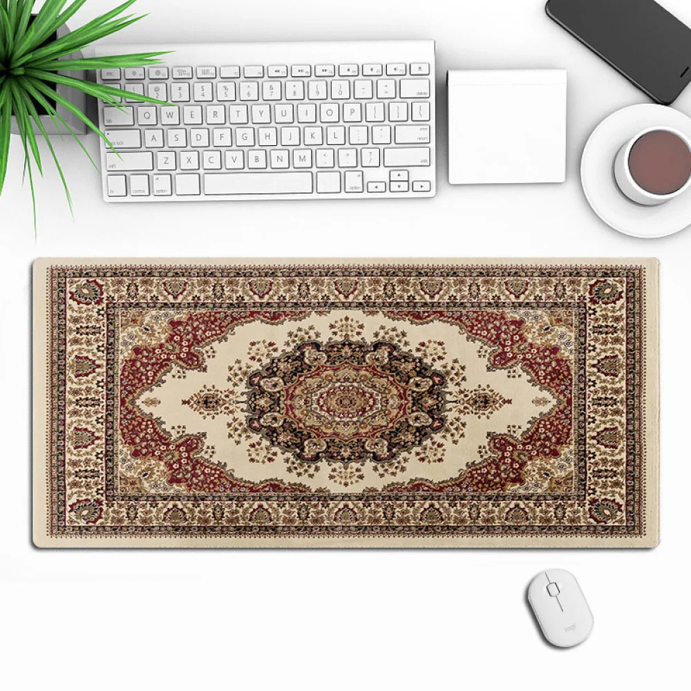 Large Gaming Desk Mat Arabic Art Mouse Pad Non Slip Natural Rubber Keyboard Rug Decorative Office Workstation Pad