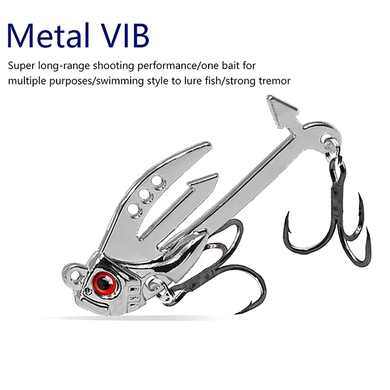 2-in-1 Fake Angling Baits Metal VIB Fishing Lure Long Throwing Realistic 3D Eyes Fishing Baits For Catfish Bass Trout VIB Tackle