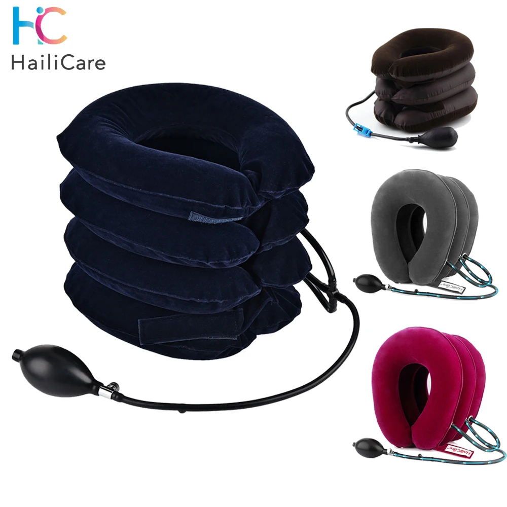 Neck Massager 3/4 Layer Inflatable Air Cervical Neck Traction Support PainStress Relief Neck Collar Pillow Neck Stretching Brace