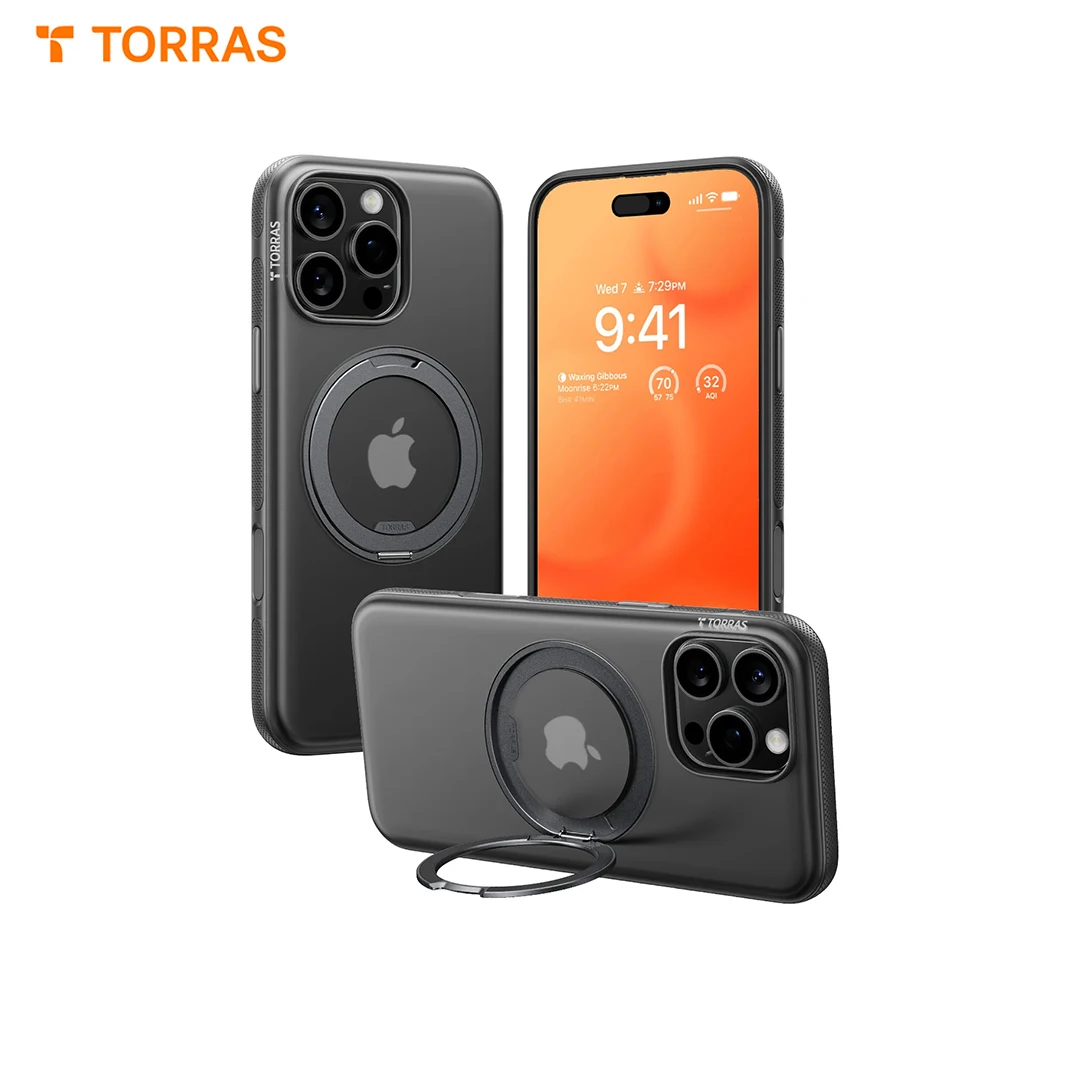 TORRAS 2024 New ONeo Pivot Case for iPhone 16 15 14 ProMax Case Full Cover Magnetic Anti Drop with Stand Protective Phone Case