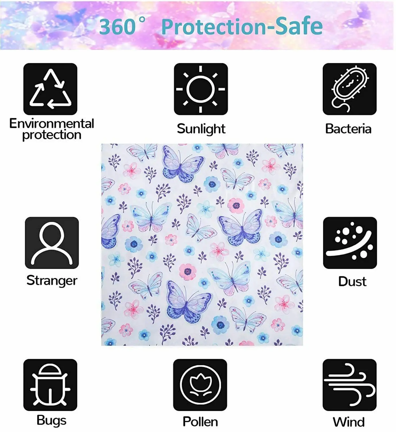 Baby Car Seat Covers Butterfly, Stretchy Car Seat Nursing Breastfeeding Cover, Made of Thick and Soft Jersey, Multiuse Infant Ca