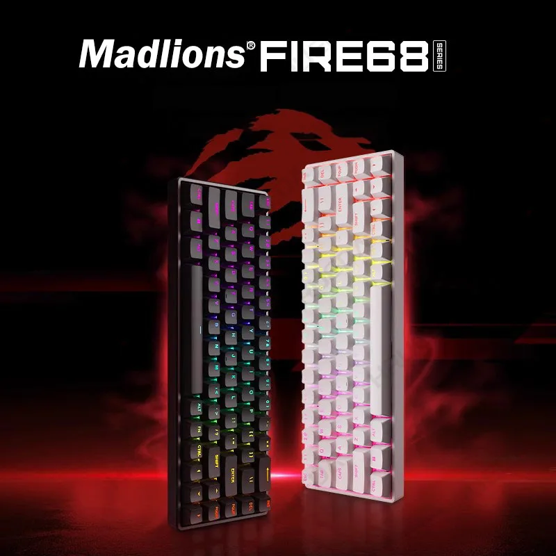 Madlions Fire68/Fire68 Pro Gaming Magnetic Axis Keyboard RT 0.02mm 0.2ms Latency Full-key Hot Swap 8000HZ 68-key Esports Gaming