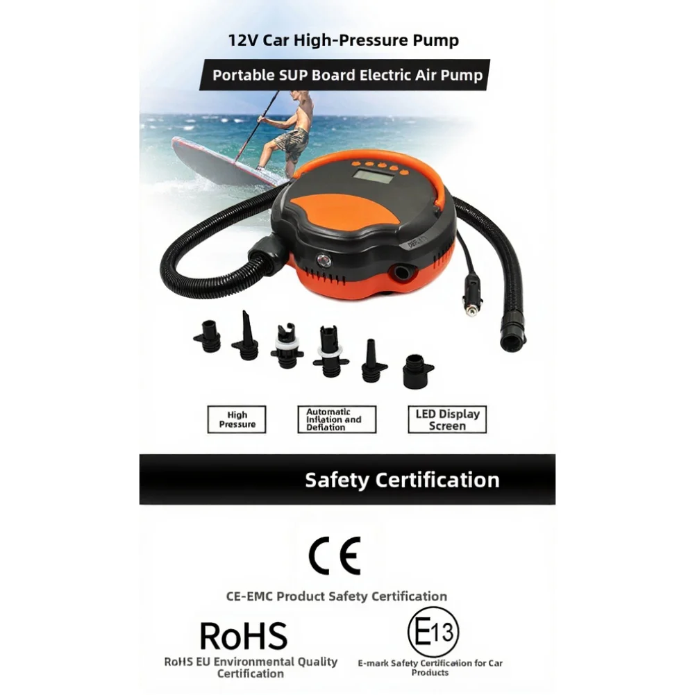1 Set Paddleboard Powerful 22PSI Electric Pump: Inflate & Deflate With Auto-Off & Monitoring Boat Accessories