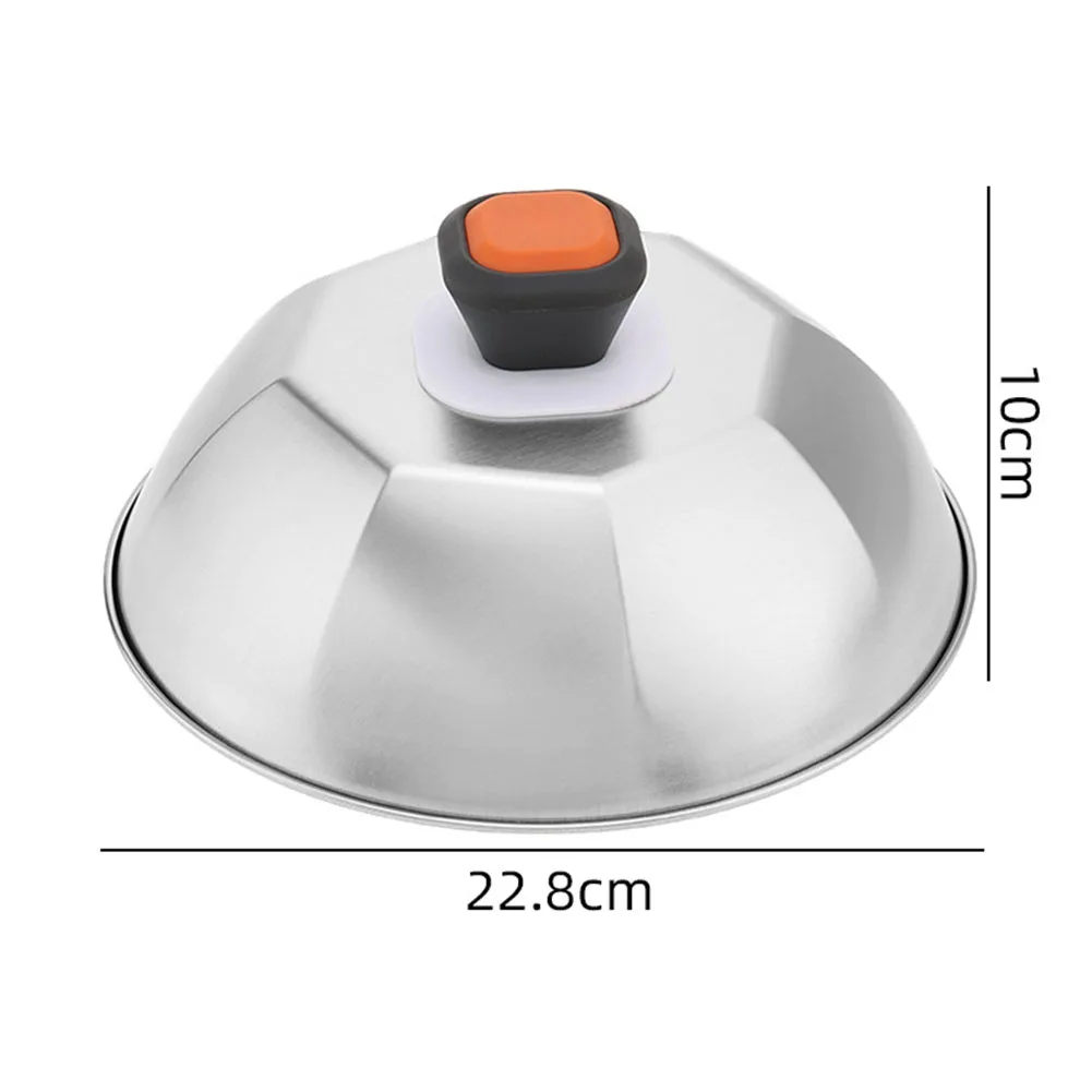 Stainless Steel BBQ Lid Pot Lid 9 Inches Enhance Cooking Efficiency & Food Hygiene Anti Scald Cover For Outdoor BBQ Barbecue