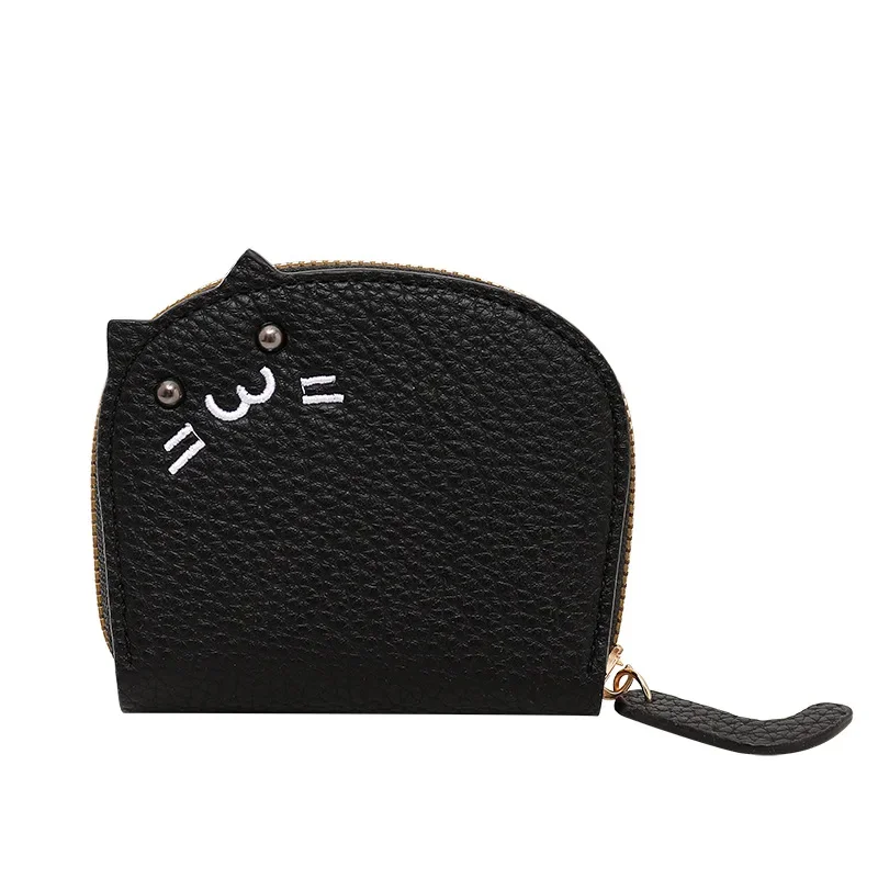 2024 New PU Cartoon Cat Embroidery Card Bag Case Women's Organ Card Wallet Coin Purse Credit Card Holder Clutch Purse Coin Pouch