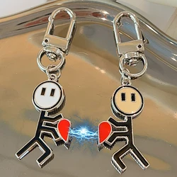 Magnetic Suction Graffiti Lover Key Lock Bag Chain Love Combine Heart Shaped Palm Magnet Keychain Couple Pendant Valentines Gift