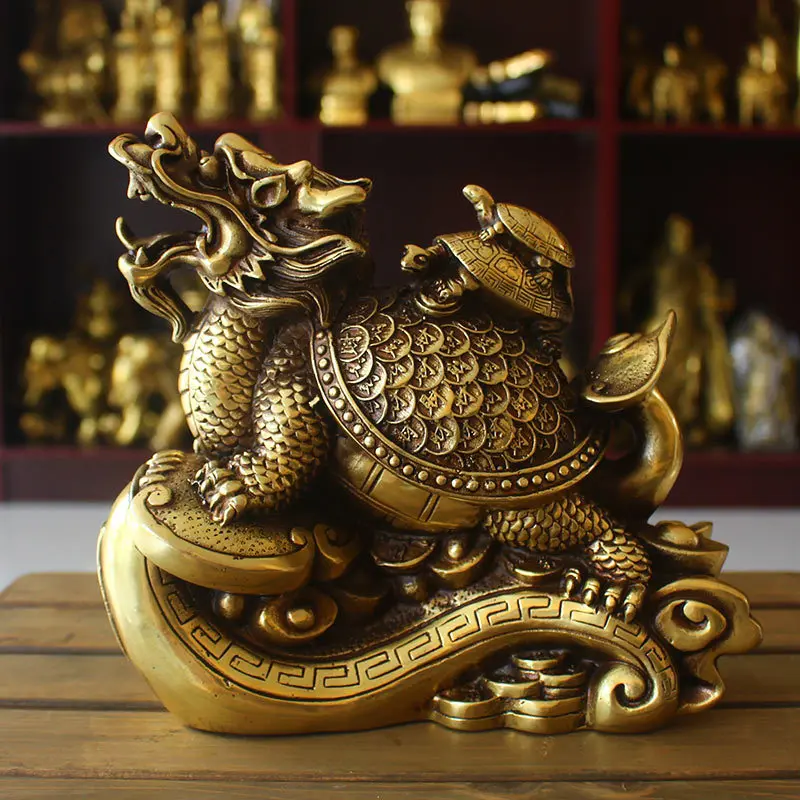 

Xiongteng Craft Factory Wholesale Custom Pure Copper Lucky Dragon Turtle Decoration Ruyi Dragon Turtle