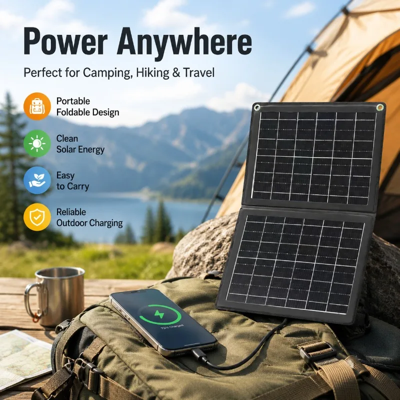 10W 5V Folding Solar Panel Charger Portable Outdoor Emergency USB Power for Camping Hiking Travel Phones Charging Solar Panel