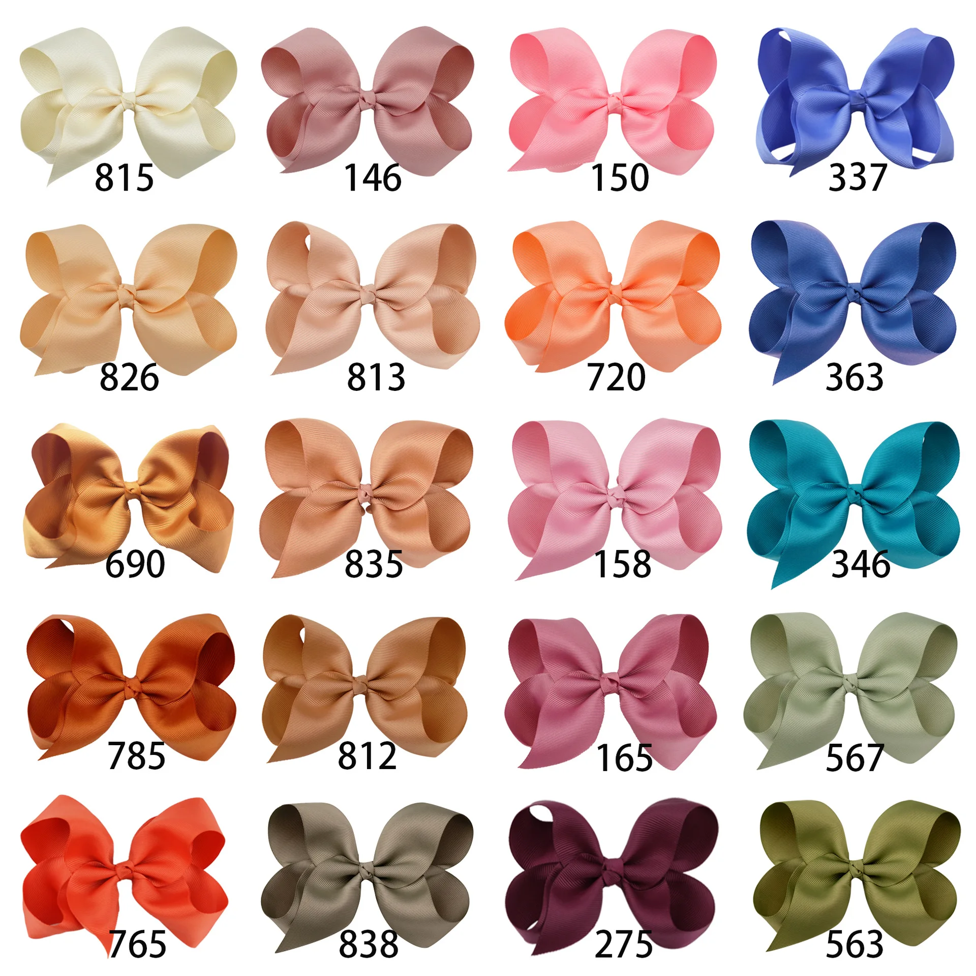 6 Inch Baby Girls Classical Ribbon Bows Hair Clips Knotbow Hairclips Kids HairGrips 12Pcs/Lot