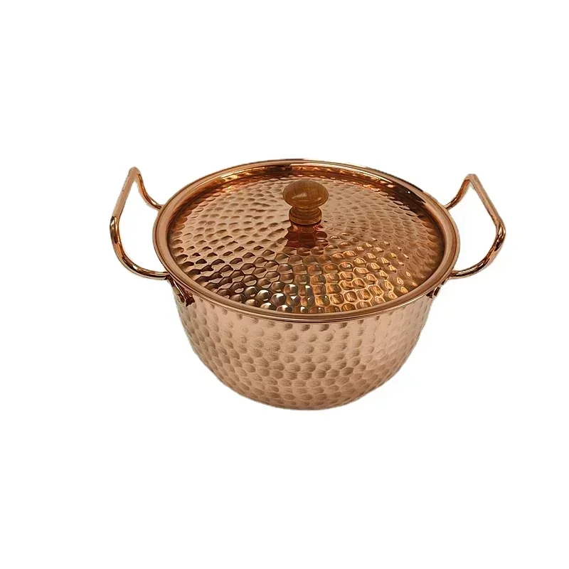 Retro Handmade Copper Cookware, Thickened Non-stick Binaural Soup Pot with Lid, Traditional Chinese Kitchen Essential