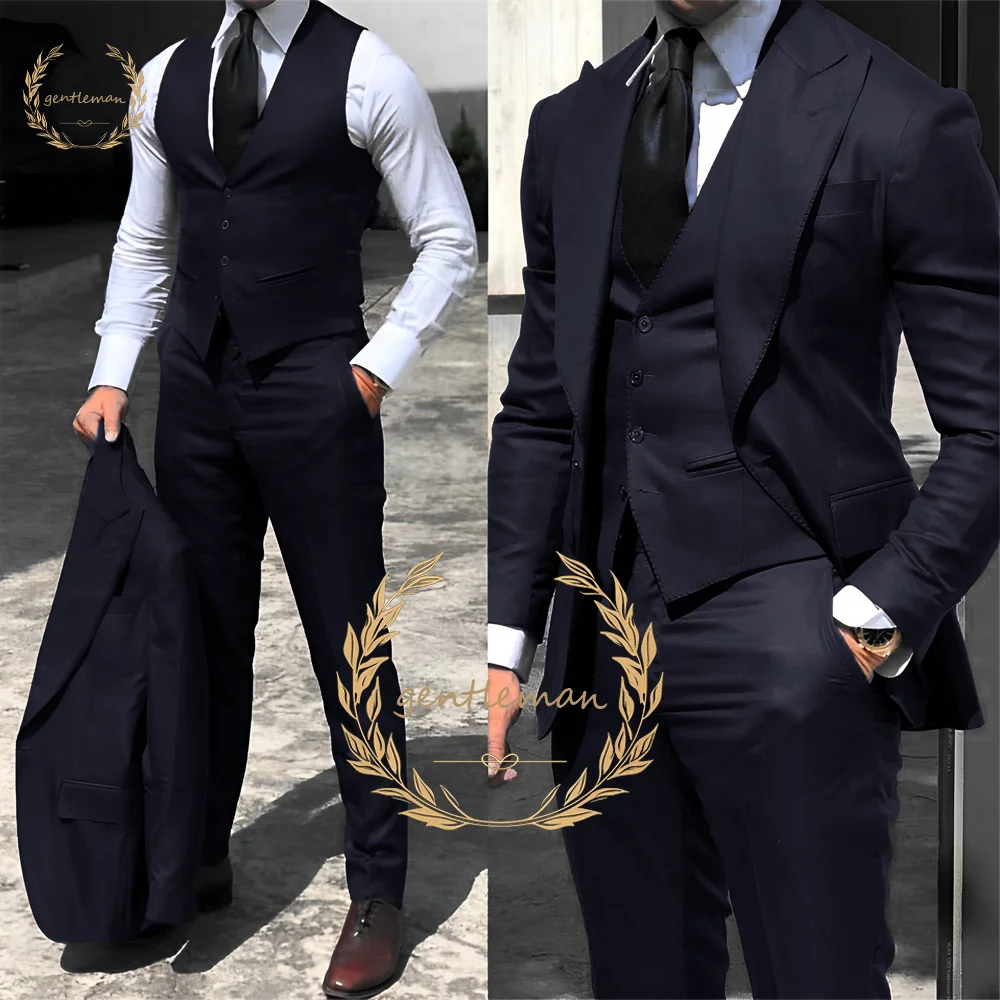 Men\'s formal suit 3-piece suit (jacket + vest + trousers) custom men\'s business office slim classic suit