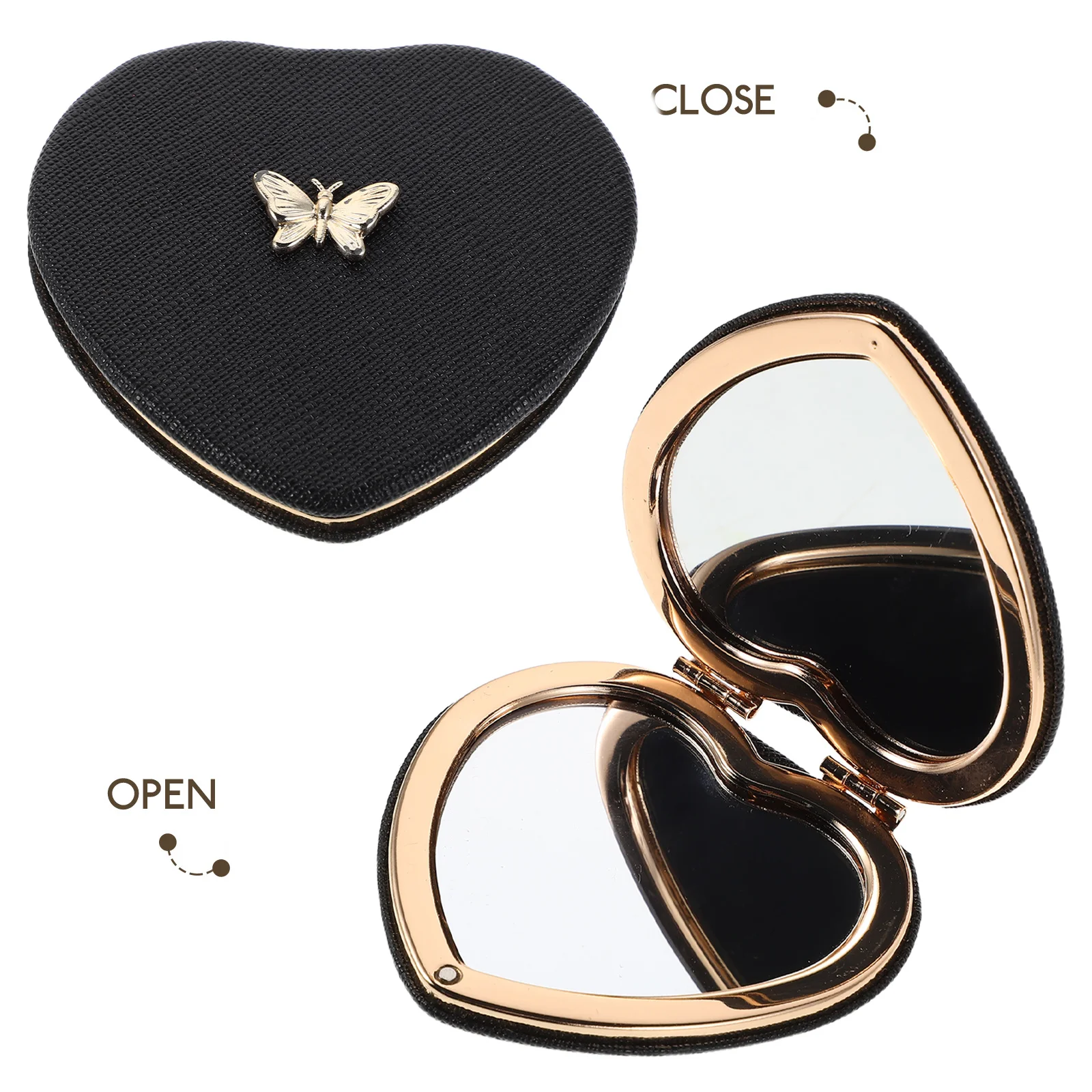 Reismake-upspiegel Draagbaar Opvouwbaar Dubbelzijdig Compact met Vlindermotief Elegant Handheld voor onderweg Touch-Ups