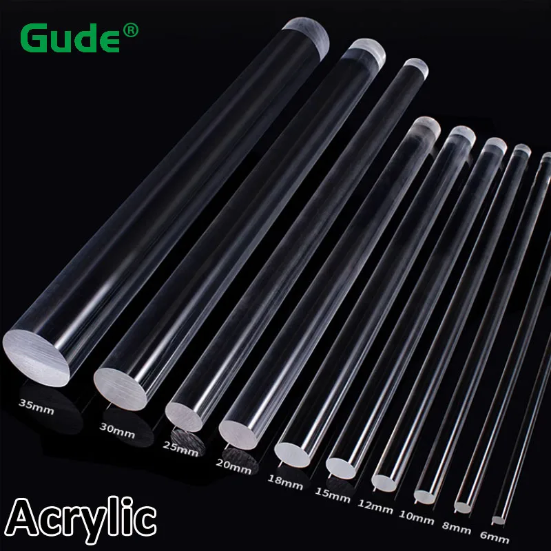 1Pc Transparent Acrylic Plexiglass Solid Rod PMMA Round Bar Diameter 2-20mm Length 100-300mm Material Accessories