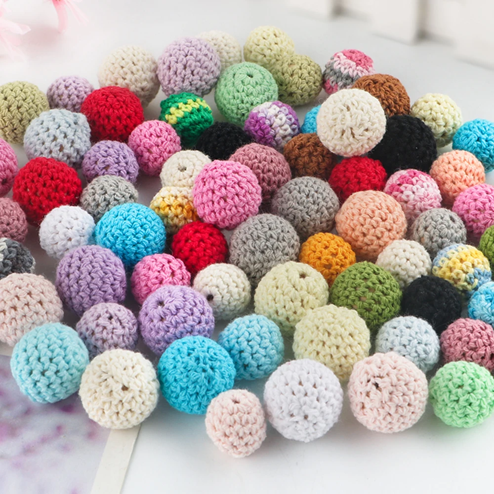 10/20pcs 16/20mm Wooden Crochet Round Beads Ball For Jewelry Making DIY Handmade Jewelry Necklace Accessories Wooden Beads