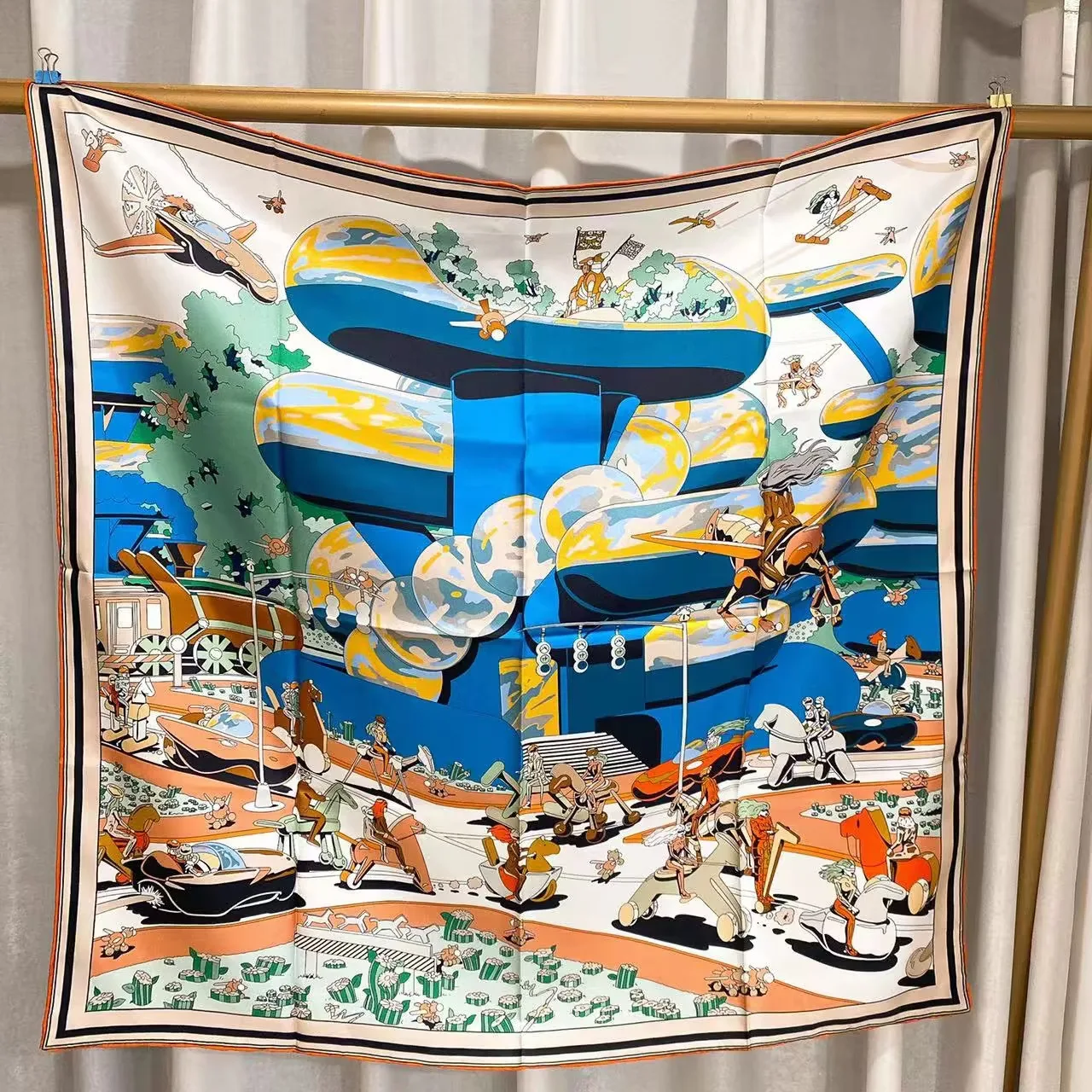 

Silk Scarf 90CM Hand Rolled Edges Shawls Head Bag Scarves Luxury Christmas Lover Gift Lady Clothing Accessories