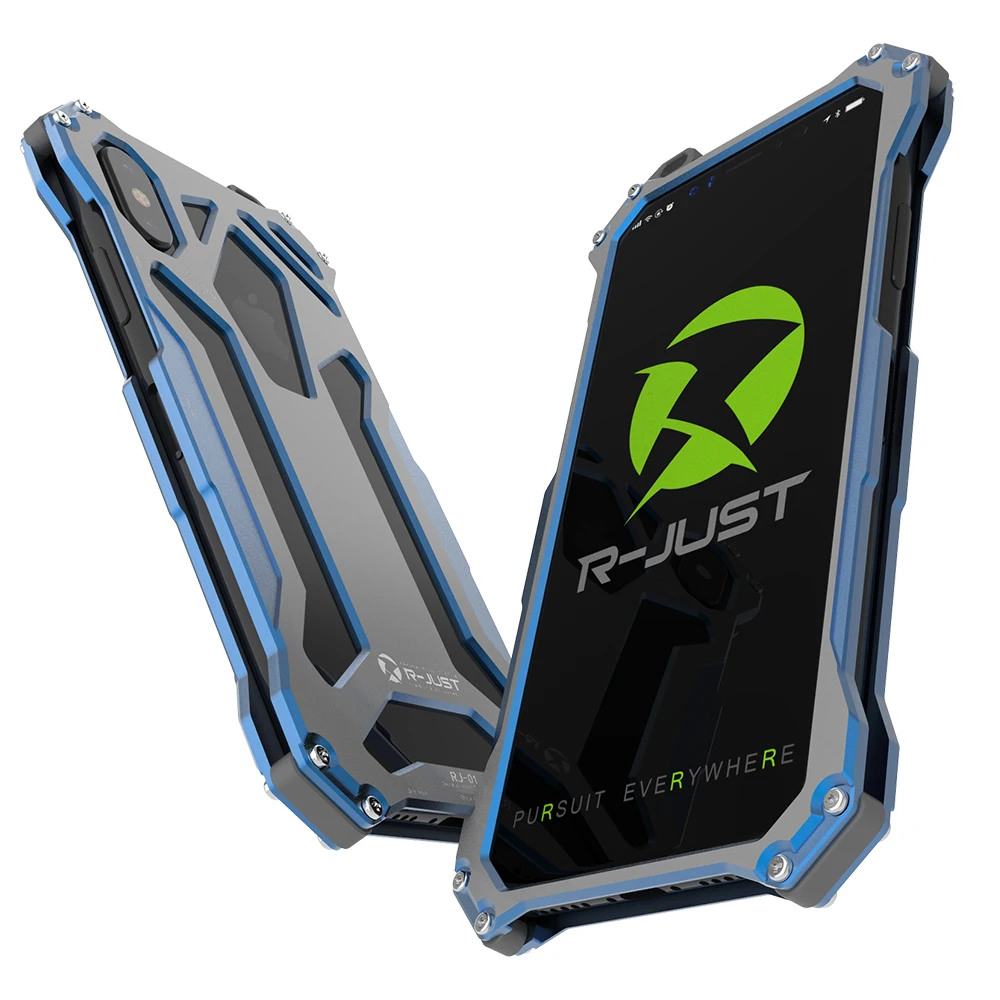 R-just Metal Phone Case For Iphone 13 12 11 Pro Max Xr Real  Aluminum Cover Armor Anti-knock Phone Protection Shell