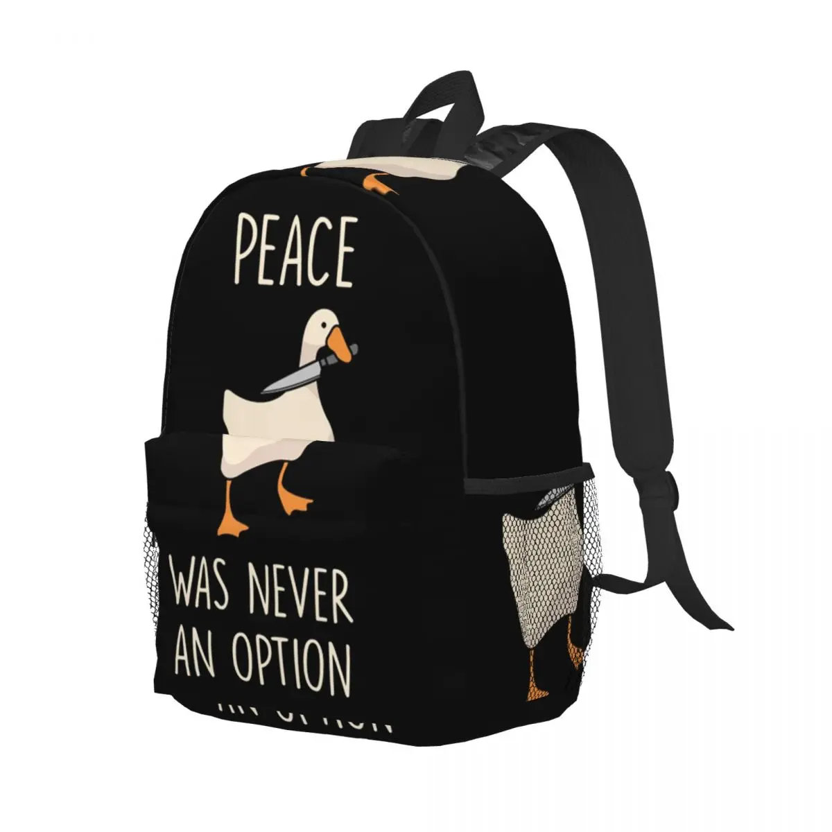 Goose Goose Peace Was Never An Option Backpack Student Boys Girls BookBag Men Women School Bag Computer Shoulder Bags