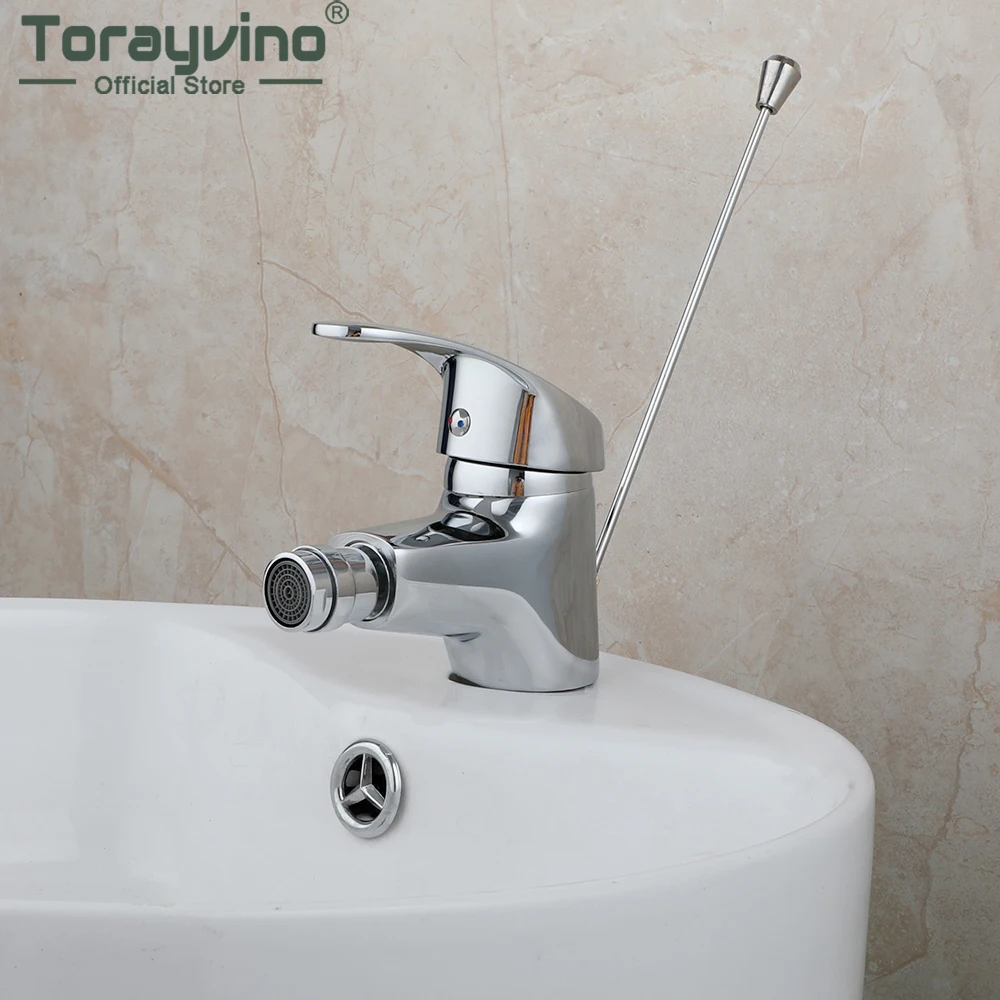 

Torayvino Chrome Bidet Toilet Faucet Woman Bathroom Faucet with Pop Up Drain Deck Mounted Washbasin Faucets Mixer Water Tap