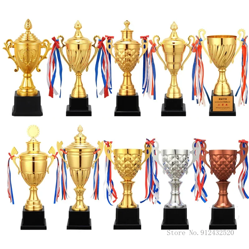 Universal Metal Trophy for Children Sports Competition, Creative, Gold, Silver, Bronze, Gold Foil Printing, Home Decoration, 1Pc