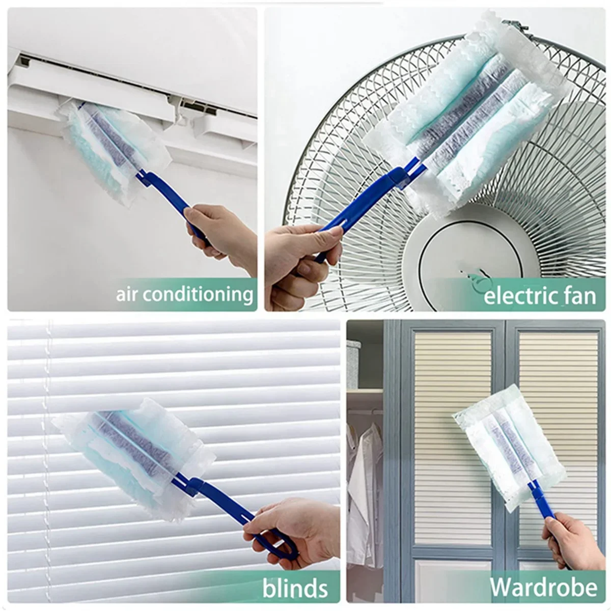 Plumeau avec poignée pour poulailler, plumeau pour tous les jours, facile à utiliser, bleu, compatible avec Swiffer Duster, 30 pièces, 10 pièces