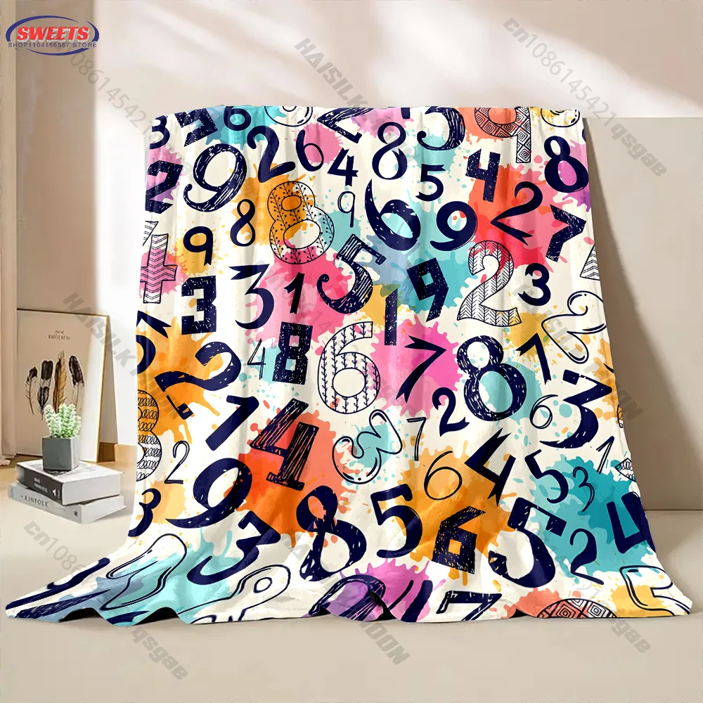Colorful Numbers Pattern Blanket Multiple sizes kid's and adults' bedroom living room sofa decor blanket, Exquisite gift