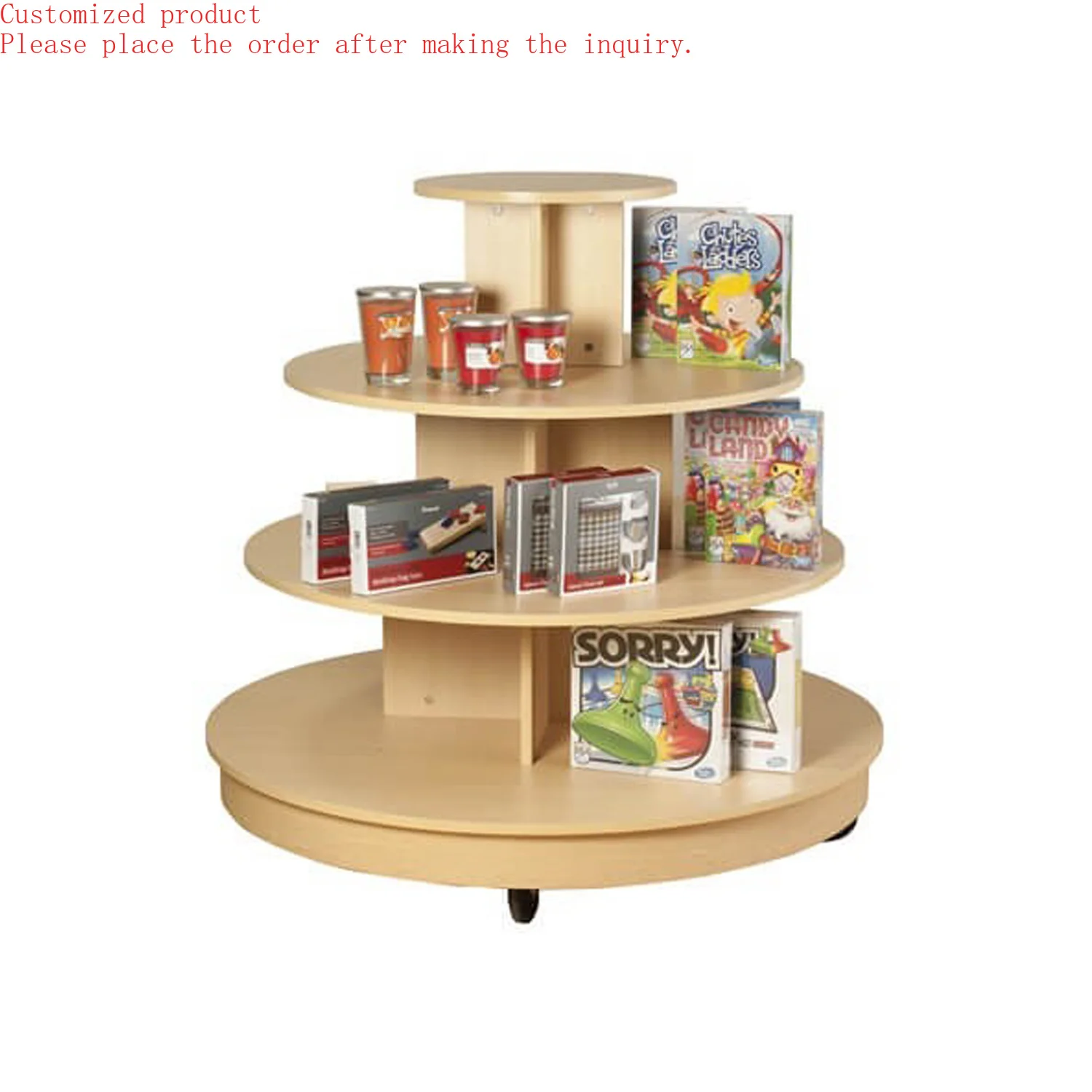 

Custom.HIKUYA 4 Tier Round Wood Display Table With Casters