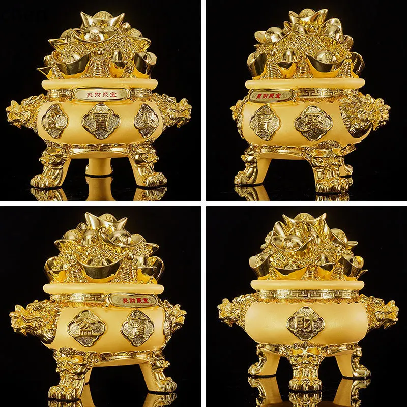 Gold-Plated Treasure Bowl Ornament High-End Opening Prosperity Housewarming Gift Craft Decoration Supplies