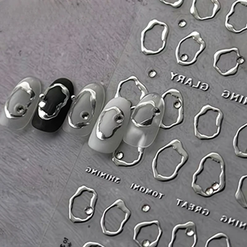 

1 шт. 5D стразы золото серебро нерегулярный узор наклейка для ногтей простой дизайн клейкий слайдер украшения для ногтей наклейки поставки