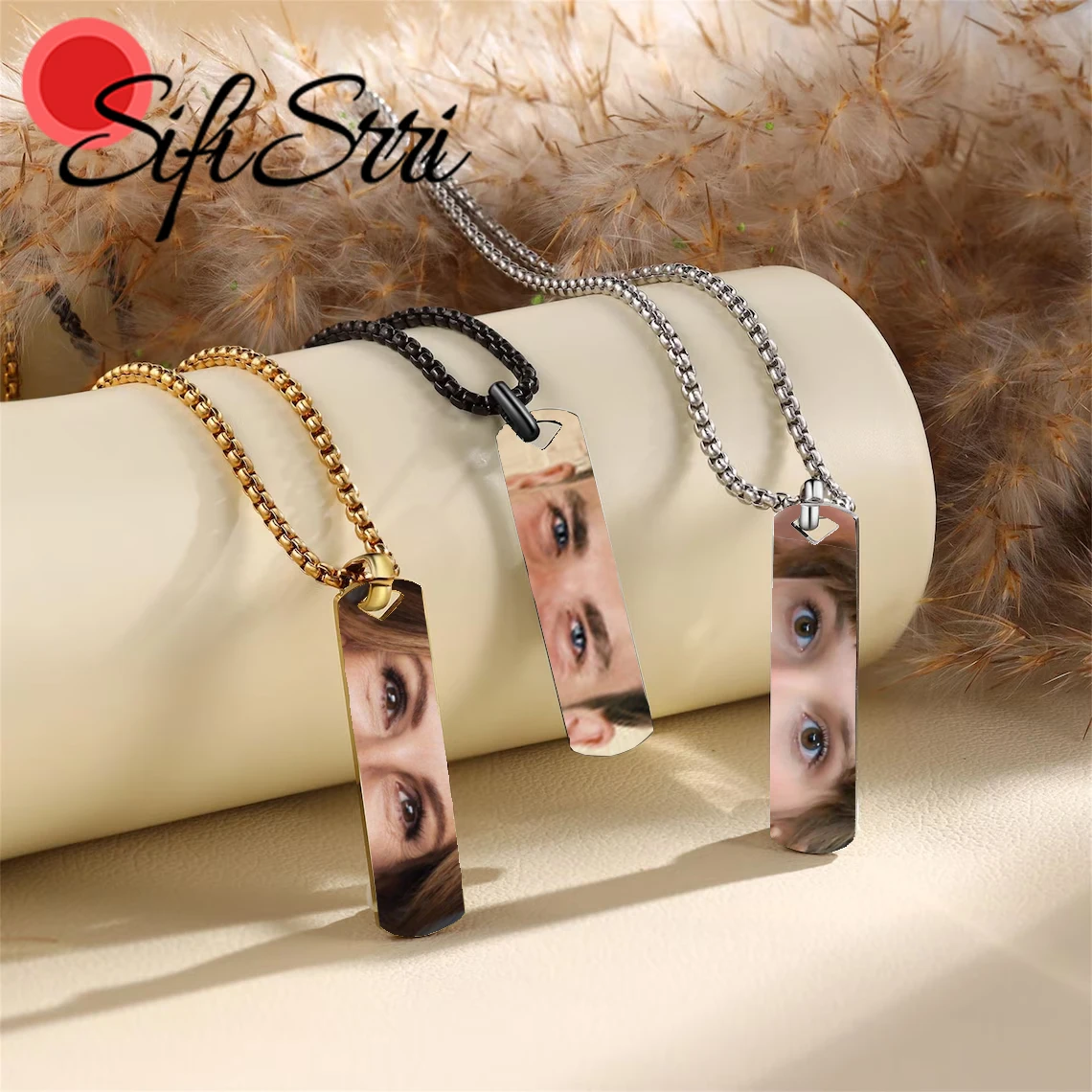 

Sifisrri Custom Human Eye Photo Necklace for Women Stainless Steel Jewelry Choker Chain Personalized Mother Kids Birthday Gift