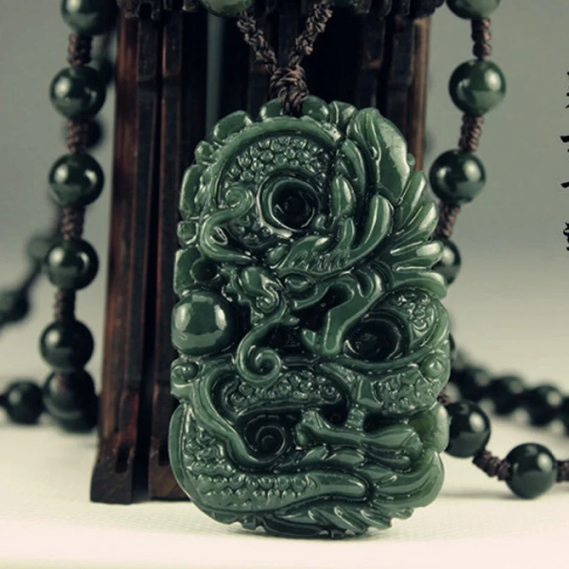 Hetian Gray Zodiac Dragon Pendant Jade