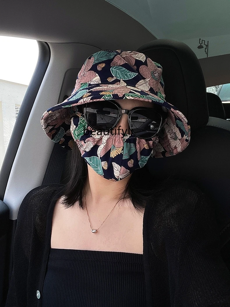 Sun Hat Mask Integrated Summer Sun Hat Face Cover Ultraviolet-Proof Sun Hat Outdoor