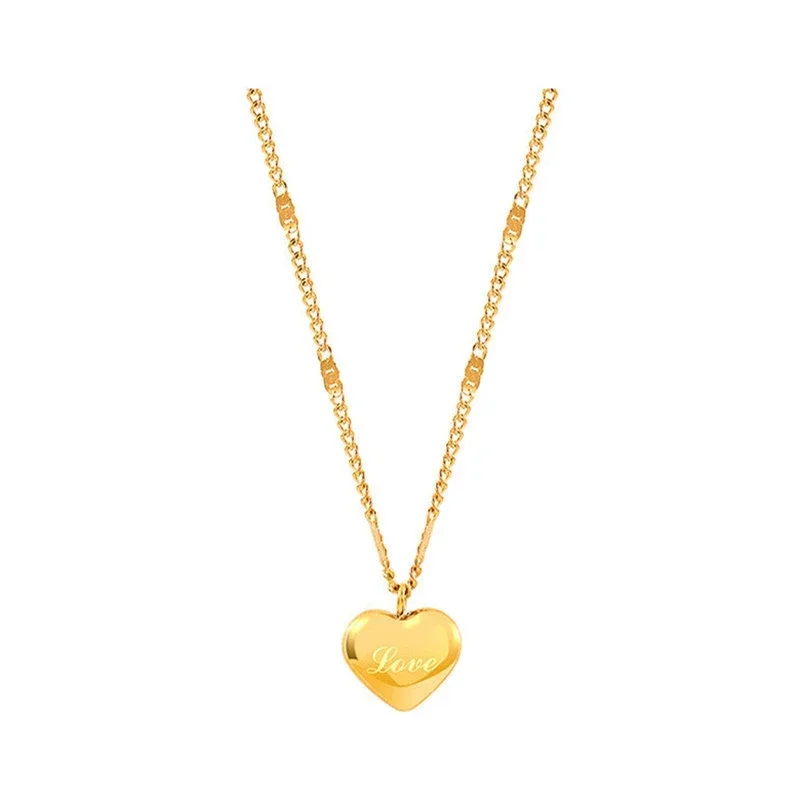 Einfache Liebe Anhänger Schlüsselbein Kette Halskette Trendy Gold Farbe Edelstahl Halsband für Frauen Mode Personalisierte Schmuck Geschenk – Detail 6